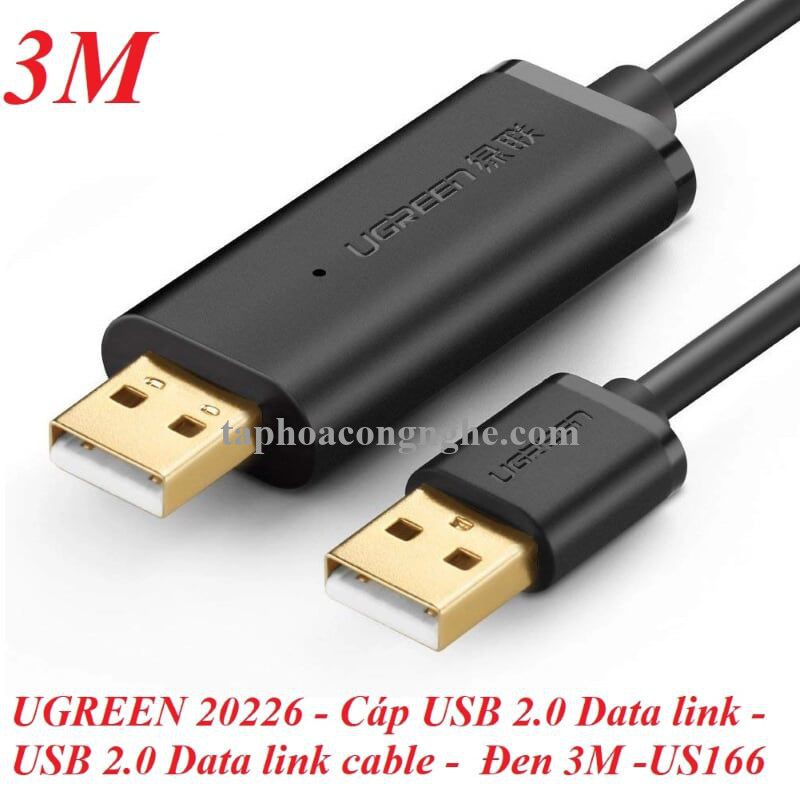 Ugreen 20226 3M màu Đen Cáp USB 2.0 kết nối + truyền dữ liệu máy tính US166 30020226
